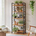 DurayLoly Book Shelf, Industrial 5 Tier Tall Bookshelf, Modern Display Storage Shelves with Metal Frame and Sidebars, Bookcase for Bedroom, Living Room and Home Office, Rustic Brown