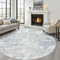 6ft Round Rug Living Room: 6x6 Washable Large Neutral Blue Circle Area Rug Abstract Soft Modern Stain Resistant Indoor Floor Non-Slip Carpet for Bedroom Nursery Kids Office Playroom Dining Room