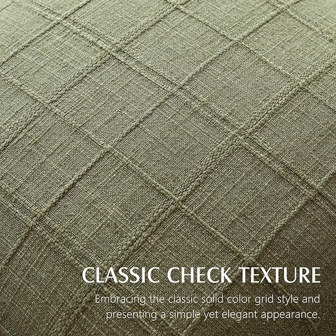 Foindtower Set of 2 Decorative Linen Check Throw Pillow Covers Neutral Farmhouse Vintage Cushion Covers Modern Boho Home Decor for Sofa Chair Couch Bedroom Living Room,24×24 Inch,Sage Green