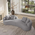 106.7" Modern Curved Oversized Sectional Sofa, Minimalist Modular Cloud Couch with 4 Throw Pillows, Luxury 4-Seater Extra Deep & Wide Seat Sofa in Soft Teddy Fabric, Pearl Grey