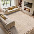 GarveeHome Cross Bordered Large Area Rug 9x12 Machine Washable Non Slip Low Pile Dining Room Carpet Geometric Stain Resistant Living Room Bedroom Home Office Rug, Beige