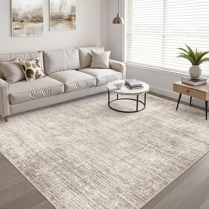5x8 Area Rug Living Room: Washable Large Neutral Brown Rugs Abstract Soft Modern Stain Resistant Indoor Floor Non-Slip Carpet for Bedroom Nursery Kids Office Playroom Dining Room Under Table Home