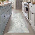 2x5 Washable Runner Rug Blue Cream Abstract Non Slip Soft Low Pile Hallway Kitchen Rug Neutral Modern Carpet for Laundry Bathroom Bedroom Living Room Home Decor