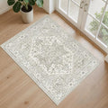 2x3 Entryway Area Rug - Neutral Washable Rugs for Dining Room Kitchen Rug Vintage Soft Floor Mat Non Slip Indoor Farmhouse Carpet for Bathroom Bedroom (Beige)