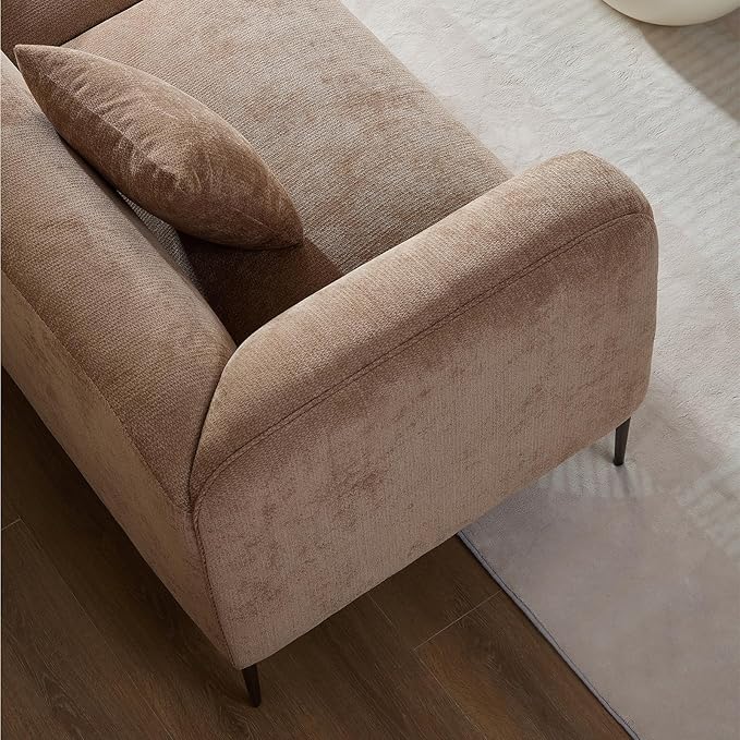 MEETAKING 82.7" Modern Sofa, 3-Seater Boucle Couch with Metal Legs, Luxury Deep Seats Cloud Sofas, Minimalist Living Room Couches for Apartment, Home Office, Bedroom - Camel
