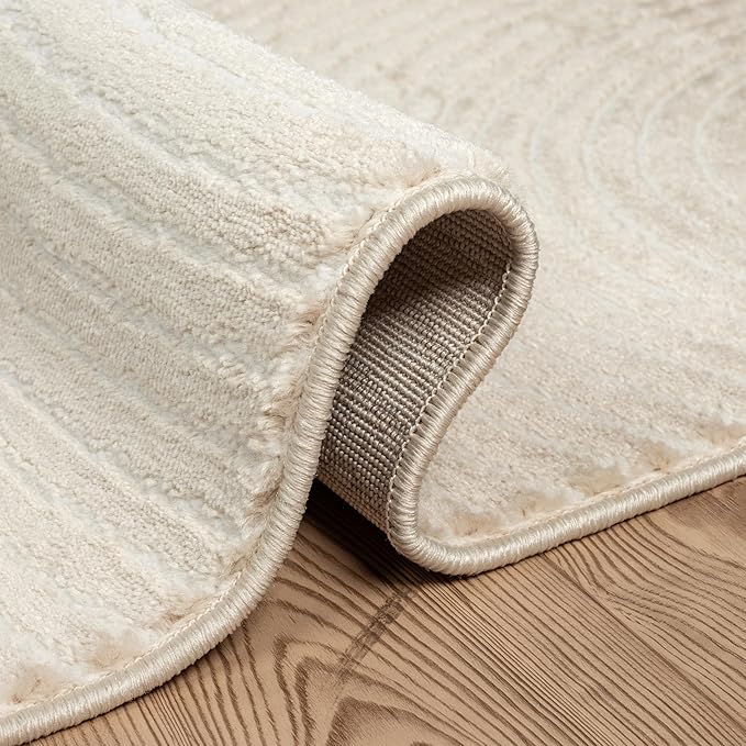 Abani Neutral Beige Area Rug | 6' x 9' Tan Geometric Carpet with Zen Circle Pattern | Rugs for Living Room, Bedroom, Office