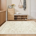 Soalmost 3x5 Rug, Small Area Rug for Kitchen, Entryway, Machine Washable Non-Slip Throw Rug, Vintage Carpet for Nursery Coffee Table Beige/Brown