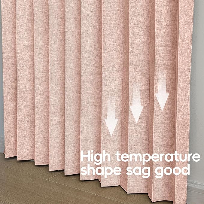 Jilron Accordian Door Curtain, 100% Blackout Folding Magnetic Doorway Curtains,Linen Style Closet Doors,for Room Divider,Privacy Protection（W52 x L78,Pink,1 Panel）