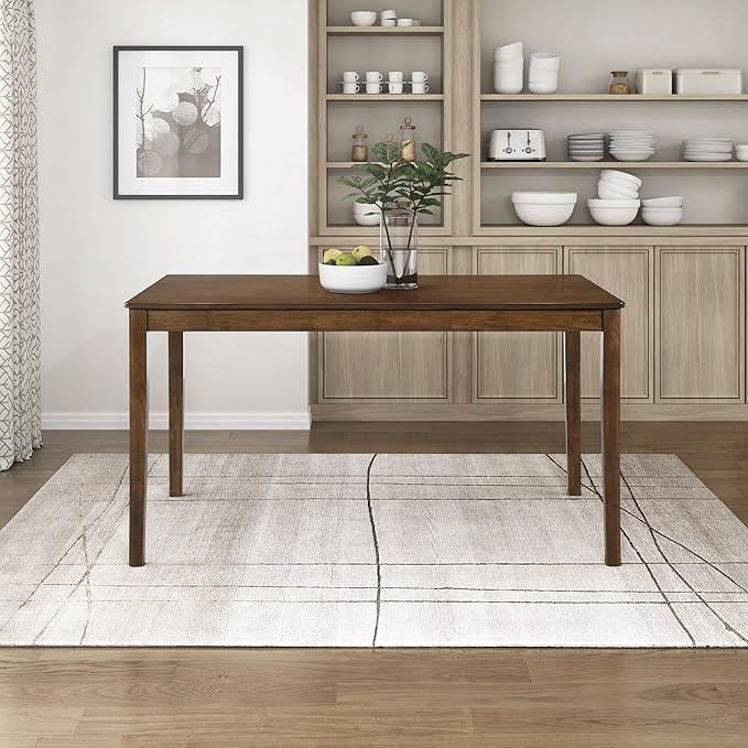 Lexicon 55.5" Dining Table for 4, Modern Rectangular Dining Room Table, Wood Dining Table, Modern Wood Table with Solid Wood Leg for Kitchen/Dining/Living Room, Easy Assembly, Chestnut