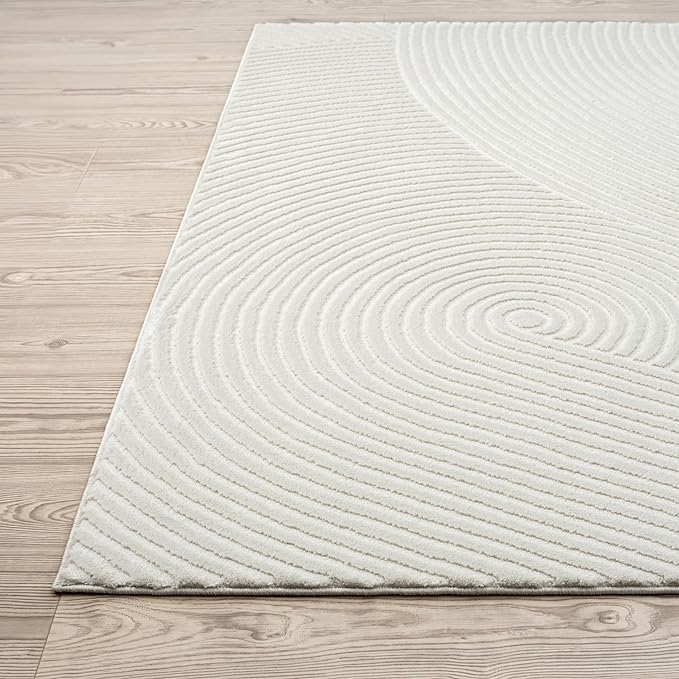 Abani Neutral Cream Area Rug 12' x 15' | White Luxury Zen Carpet | Minimalist Ivory Rugs for Bedroom, Living Room and Dining