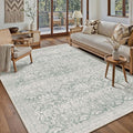 PureCozy Green 5x7 Area Rug Washable Vintage Living Room Bedroom Carpet Indoor Non Slip Soft Low Pile Thin Rug Retro Accent Throw Office Dining Room
