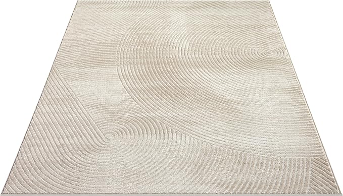 Abani Neutral Beige Area Rug | 4' x 6' Tan Geometric Carpet with Zen Circle Pattern | Rugs for Living Room, Bedroom, Office