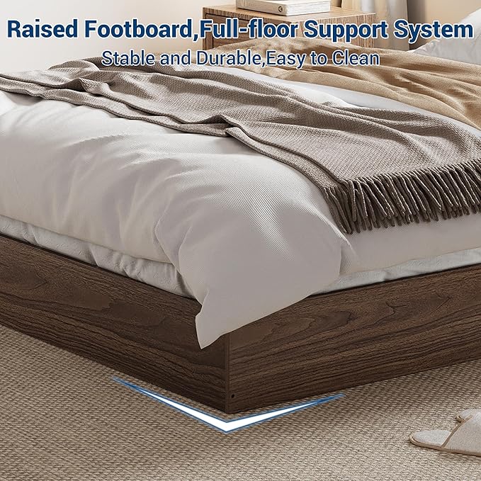 GarveeHome King Size Wood Platform Bed Frame,Wooden Bed Frame Without Headboard, Wood Slat Support,No Box Spring Needed, Easy Assembly