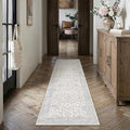 2x8 Blue Washable Runner Rug for Living Room Bedroom Neutral Soft Floral Non Slip Runner Rug Lightweight Vintage Low Pile Distressed Runner Kitchen Hallway Porch Beside Bed Bathroom