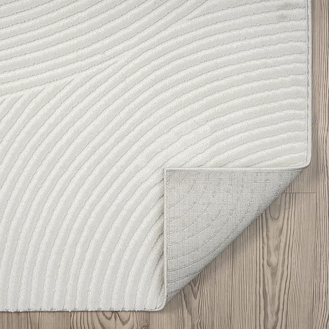 Abani Neutral Cream Area Rug 8' x 10' | White Luxury Zen Carpet | Minimalist Ivory Rugs for Bedroom, Living Room and Dining