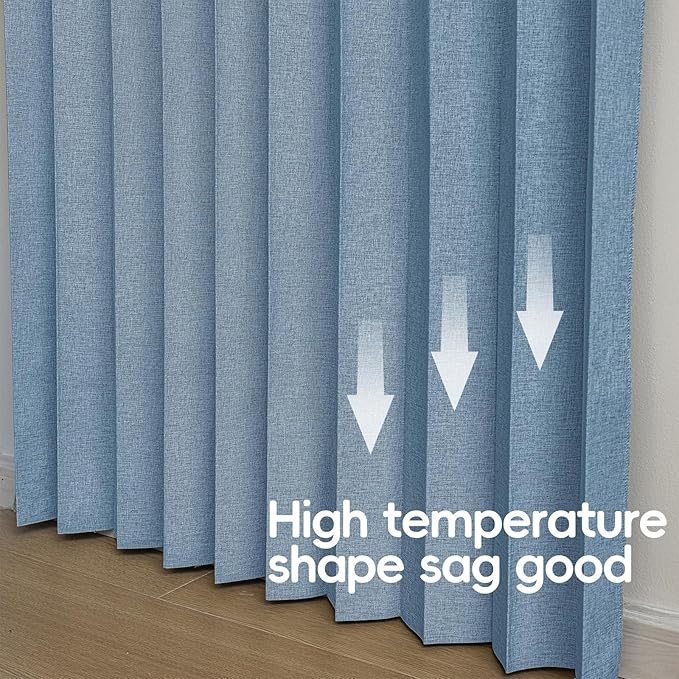Jilron Accordian Door Curtain, 100% Blackout Folding Magnetic Doorway Curtains,Linen Style Closet Doors,for Room Divider,Privacy Protection（W52 x L78,Blue,1 Panel）
