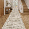 Soalmost Hallway Runner 3x14 - Runner Rugs 14ft Washable Entryway Rug Vintage Kitchen Runners Non Slip Indoor Rug Farmhouse Carpet Runner for Bathroom Living Room Bedroom, Brown