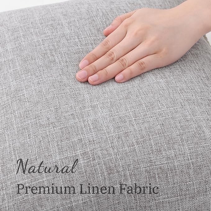 decorUhome Summer Decorative Throw Pillow Covers 26x26 Set of 2 Square Faux Linen Outdoor Neutral Farmhouse Euro Sham Pillow Covers with Stitched Edge for Couch Sofa Living Room, Light Grey