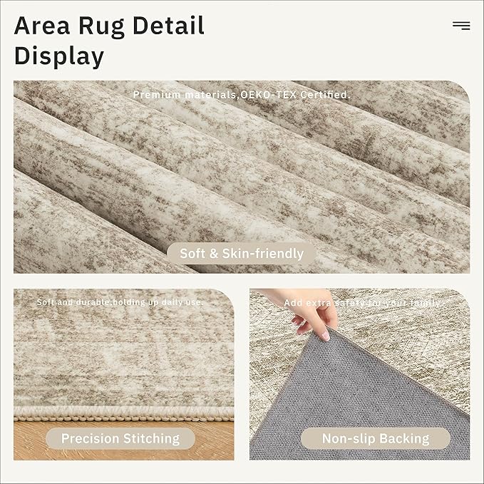 Soalmost Runner Rug 2x5 Washable Non-Slip Kitchen Runner Rugs for Bathroom Laundry Room Brown Vintage Floor Carpet Runners for Hallway Entryway