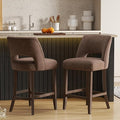 VKNOW Bar Stools Set of 2, 26" Upholstered Counter Height Bar Stools,Modern Counter Stools with Wood Legs for Kitchen Island Dining Room Bar,Brown