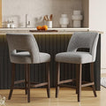 VKNOW Bar Stools Set of 2, 26" Upholstered Counter Height Bar Stools,Modern Counter Stools with Wood Legs for Kitchen Island Dining Room Bar,Grey