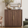 FORTUNETEC Sideboard Buffet Cabinet with Storage, Mid Century Modern Accent Cabinet with Arched Doors, Modular Media Console, Minimalist Credenza for Living Room Kitchen Dining Room Entryway, Walnut