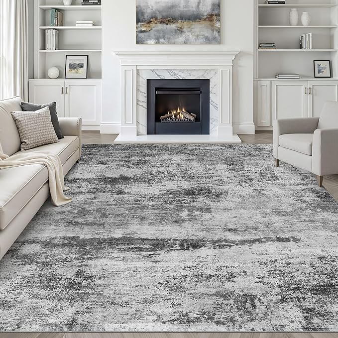Area Rugs 9x12 Living Room: Washable Large Abstract Neutral Modern Soft Rugs Stain Resistant Indoor Floor Non-Slip Accent Carpet for Bedroom Nursery Playroom Office Dining Room Home House Decor