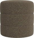 HomePop Upholstered Round Ottoman (No Lid, Seat Only) | HomePop Home Décor | Round Pouf Foot Rest – Dark Brown Boucle