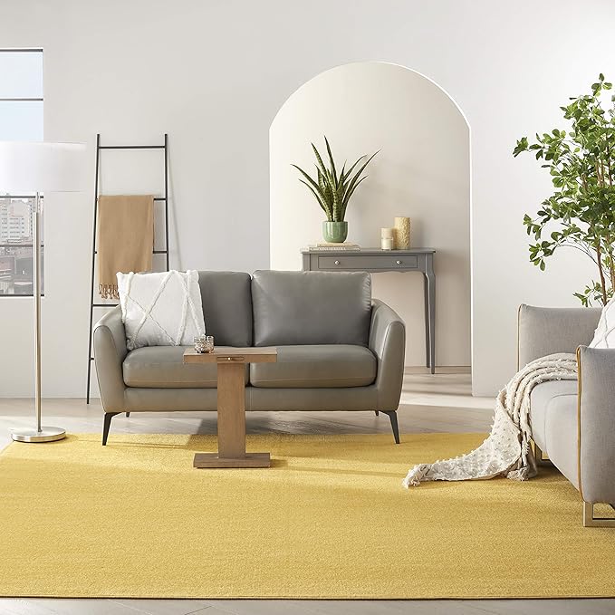 Nourison Home Nourison Essentials Yellow 9' x Square Area Rug - Easy Clean, Non Shedding, Bed Room, Living Room, Dining Room, Kitchen (9' x Square)