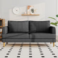 70" Modern Loveseat Sofa with USB Type-C Ports, Linen Fabric 2-Seater Deep Seat Couch, Cozy Small Couch Sofa for Living Room Bedroom Office Apartment (Black)