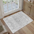 PureCozy Washable Area Rug 2x3, Small Non-Slip Gray Entryway Door Mat Vintage Low Plie Thin Indoor Kitchen Bathroom Rug Retro Accent Throw Entrance Bedroom Office Carpet Grey