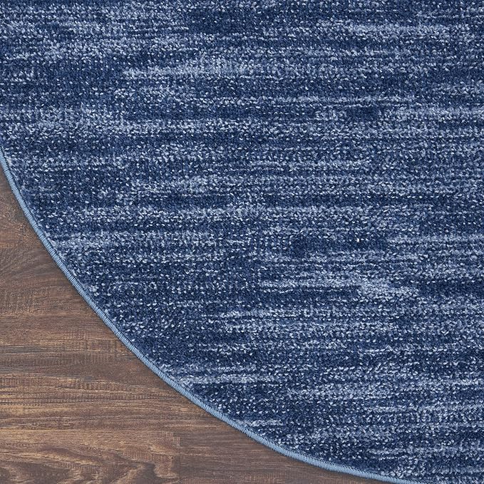 Nourison Home Nourison Essentials Navy Blue 10' x Round Area Rug - Easy Clean, Non Shedding, Bed Room, Living Room, Dining Room, Kitchen (10' x Round)