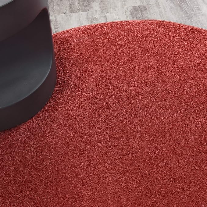 Nourison Home Nourison Essentials Brick Red 4' x Round Area Rug - Easy Clean, Non Shedding, Bed Room, Living Room, Dining Room, Kitchen (4' x Round)