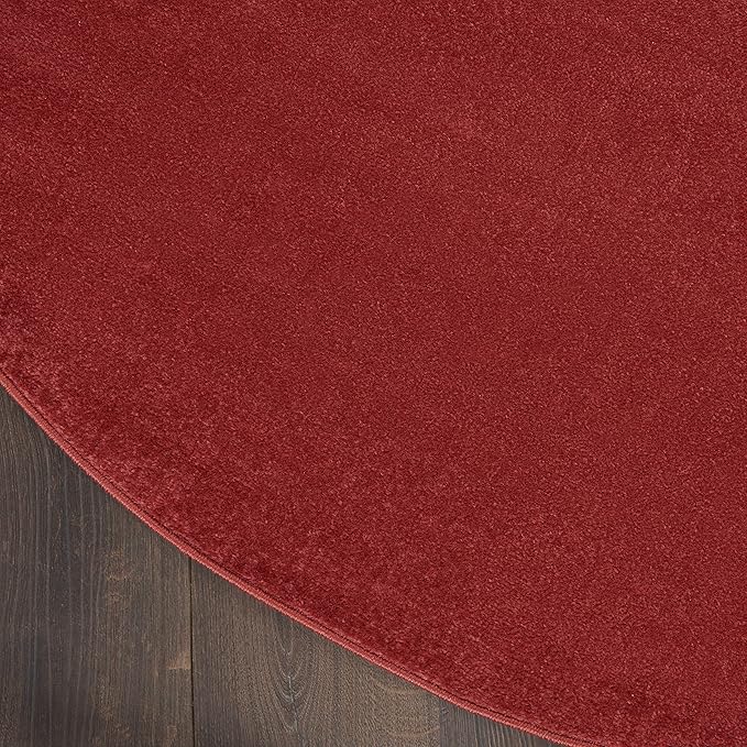 Nourison Home Nourison Essentials Brick Red 8' x Round Area Rug - Easy Clean, Non Shedding, Bed Room, Living Room, Dining Room, Kitchen (8' x Round)