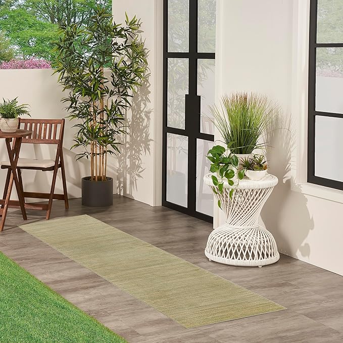 Nourison Home Nourison Essentials Green Gold 2' x 6' Area Rug - Easy Clean, Non Shedding, Bed Room, Living Room, Dining Room, Kitchen (6' Runner)