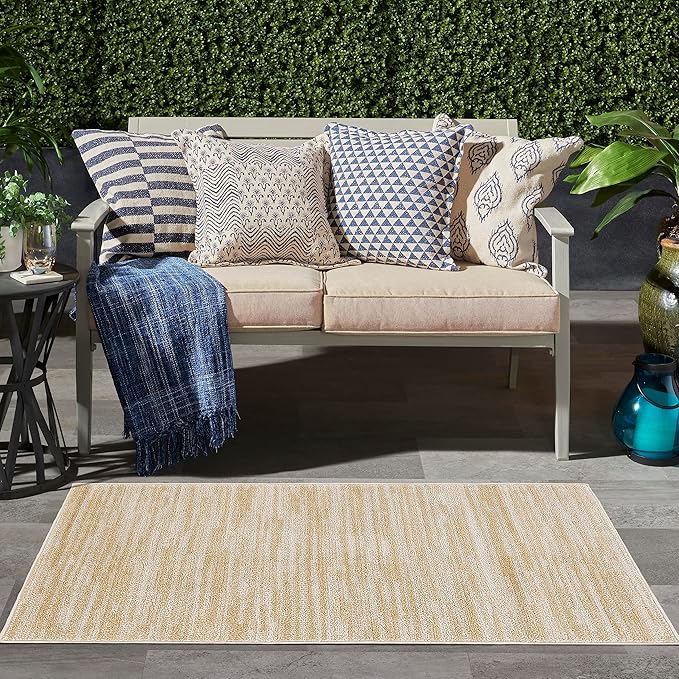 Nourison Home Nourison Essentials Ivory Gold 2' x 4' Area Rug - Easy Clean, Non Shedding, Bed Room, Living Room, Dining Room, Kitchen (2' x 4')