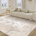 6x9 Washable Area Rug Beige Grey Abstract Non Slip Soft Low Pile Rug for Living Room Bedroom Dining Room Office Neutral Modern Indoor Throw Carpet for Home Decor