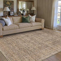 PureCozy 5x7 Area Rug Brown Machine Washable Living Room Bedroom Vintage Distressed Non Slip Carpet Indoor Low Plie Thin Dining Room Office Retro Accent Throw Rug