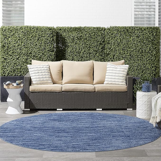 Nourison Home Nourison Essentials Navy Blue 10' x Round Area Rug - Easy Clean, Non Shedding, Bed Room, Living Room, Dining Room, Kitchen (10' x Round)