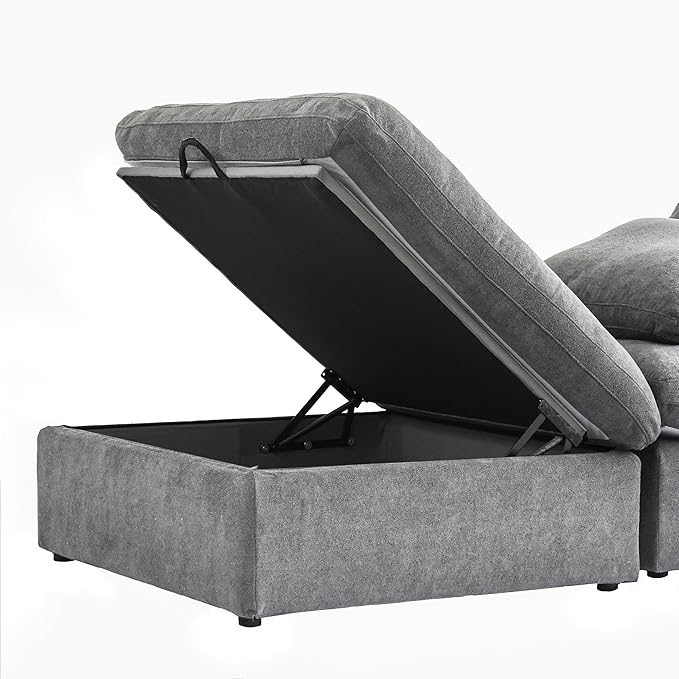 Cloud Modular Sectional Sofa Couch,120.45" U Shaped Convertible Couches with Storage Ottoman for Living Room,Minimalist Deep Sofa Couches,Sofa Covers Washable&Replaceable