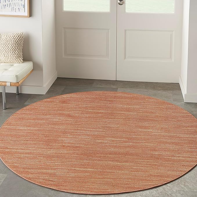 Nourison Home Nourison Essentials Rust 6' x Round Area Rug - Easy Clean, Non Shedding, Bed Room, Living Room, Dining Room, Kitchen (6' x Round)