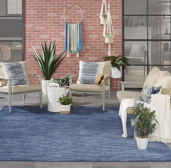 Nourison Home Nourison Essentials Navy Blue 8' x 11' Area Rug - Easy Clean, Non Shedding, Bed Room, Living Room, Dining Room, Kitchen (8' x 11')