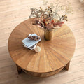 Round Coffee Table, 35" Circle Wood Coffee Table with Storage Shelf, 2 Tier Center Table for Living Room Apartment Home Furniture, Easy Assembly (Espresso,35" Dx35 Wx18 H)