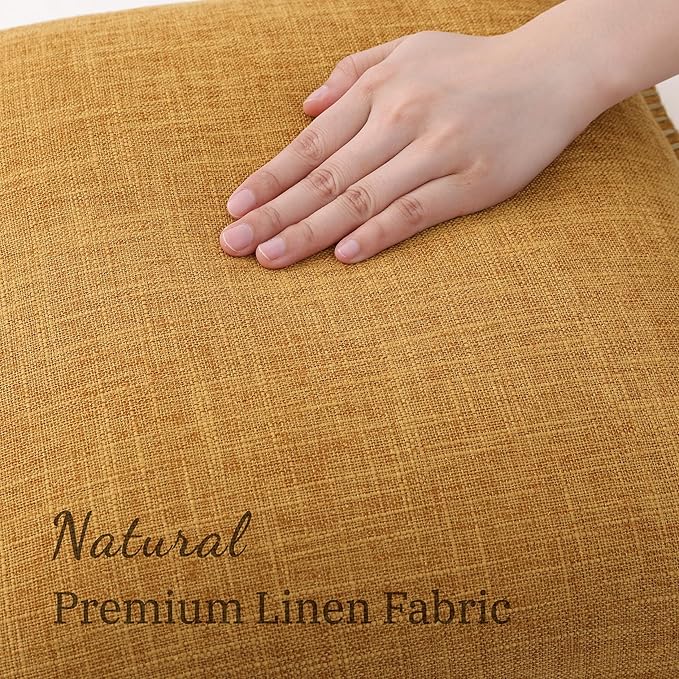 decorUhome Summer Decorative Throw Pillow Covers 20x20 Set of 2 Square Faux Linen Outdoor Neutral Farmhouse Pillow Covers with Stitched Edge for Couch Sofa Living Room, Bronze Gold