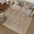 PureCozy Washable Rug 3x5, Entryway Brown Indoor Non Slip Small Low Plie Thin Bedroom Kitchen Area Rugs Retro Accent Throw Office Vintage Carpet for Nursery Under Coffee Table