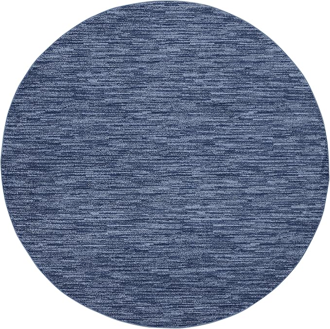Nourison Home Nourison Essentials Navy Blue 10' x Round Area Rug - Easy Clean, Non Shedding, Bed Room, Living Room, Dining Room, Kitchen (10' x Round)