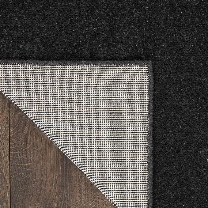 Nourison Home Nourison Essentials Black 7' x Square Area Rug - Easy Clean, Non Shedding, Bed Room, Living Room, Dining Room, Kitchen (7' x Square)