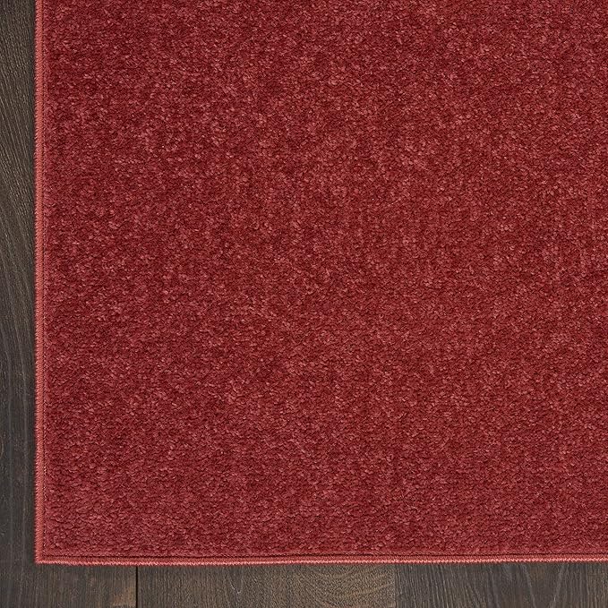 Nourison Home Nourison Essentials Brick Red 2'2" x 12' Area Rug - Easy Clean, Non Shedding, Bed Room, Living Room, Dining Room, Kitchen (12' Runner)