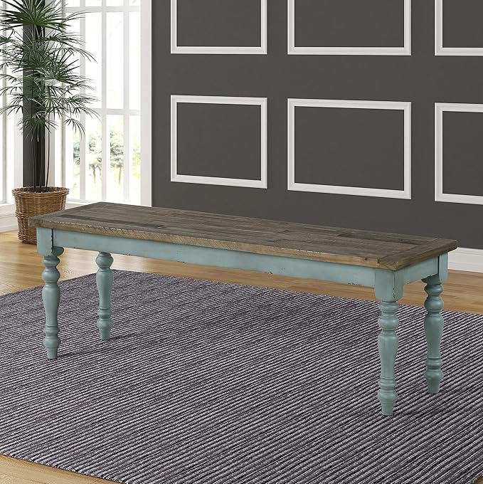 Prato Two-Tone Wood Dining Bench