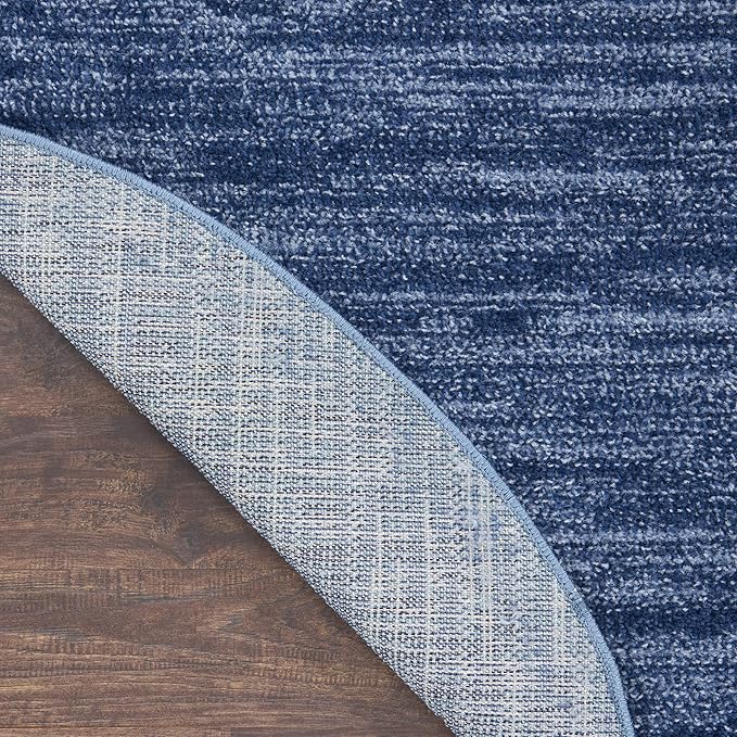 Nourison Home Nourison Essentials Navy Blue 10' x Round Area Rug - Easy Clean, Non Shedding, Bed Room, Living Room, Dining Room, Kitchen (10' x Round)
